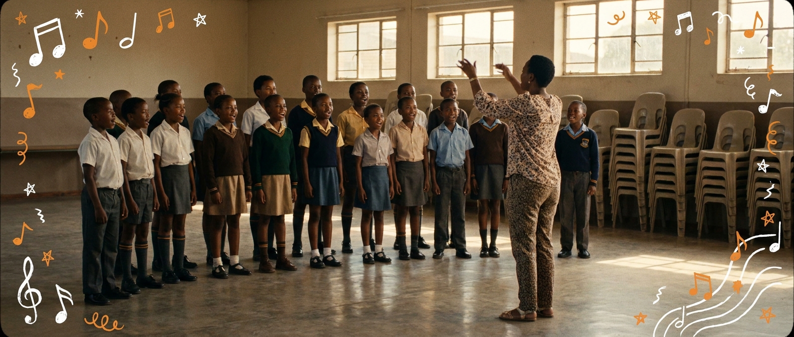 School choir rehearsing in the multi-purpose hall