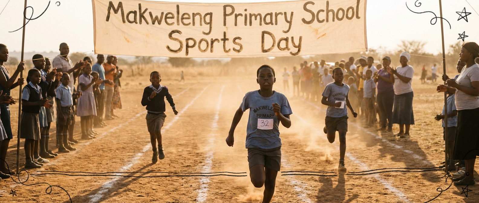 Sports day on a dusty grass field