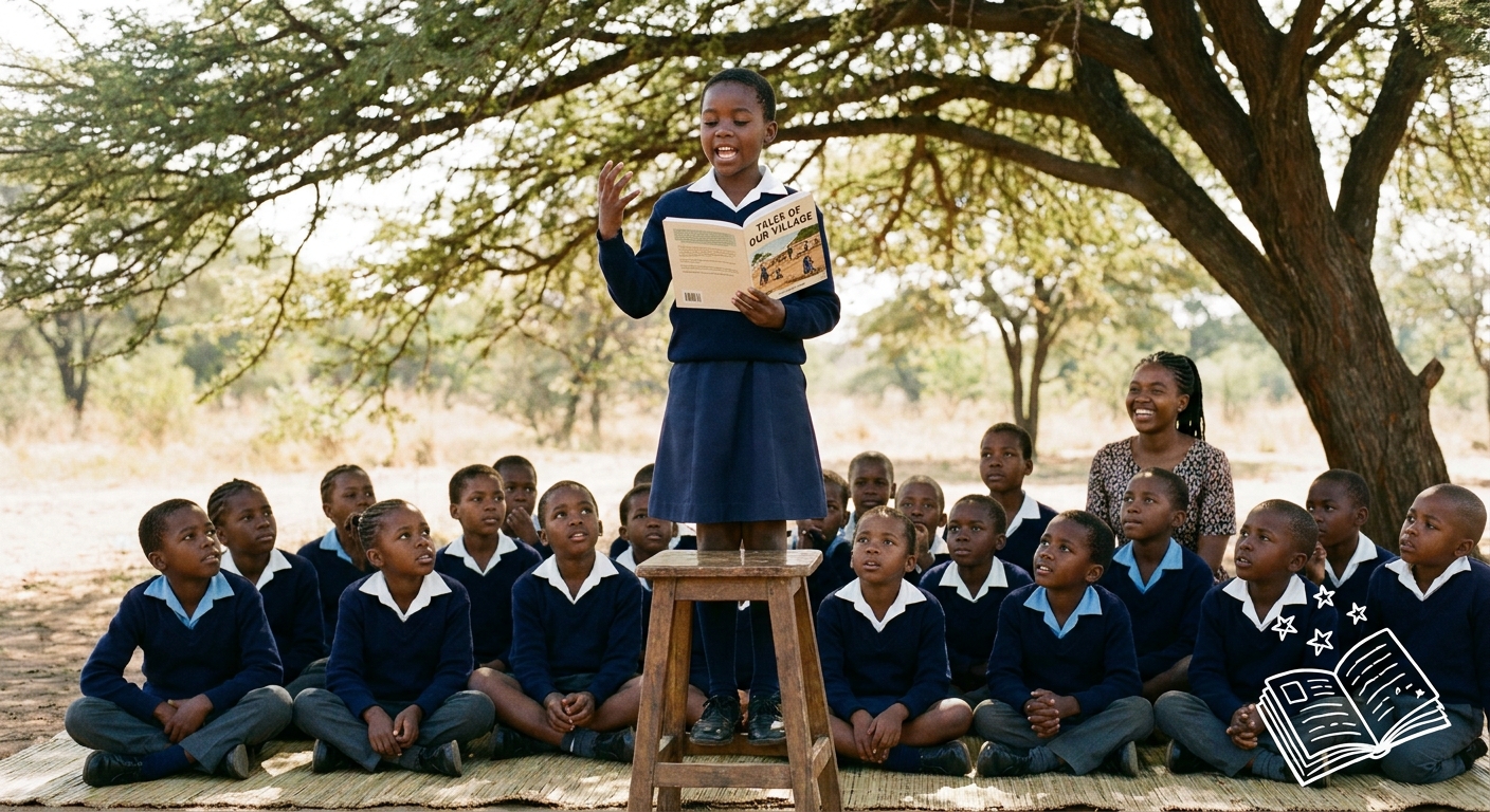 Children reading aloud at the reading festival