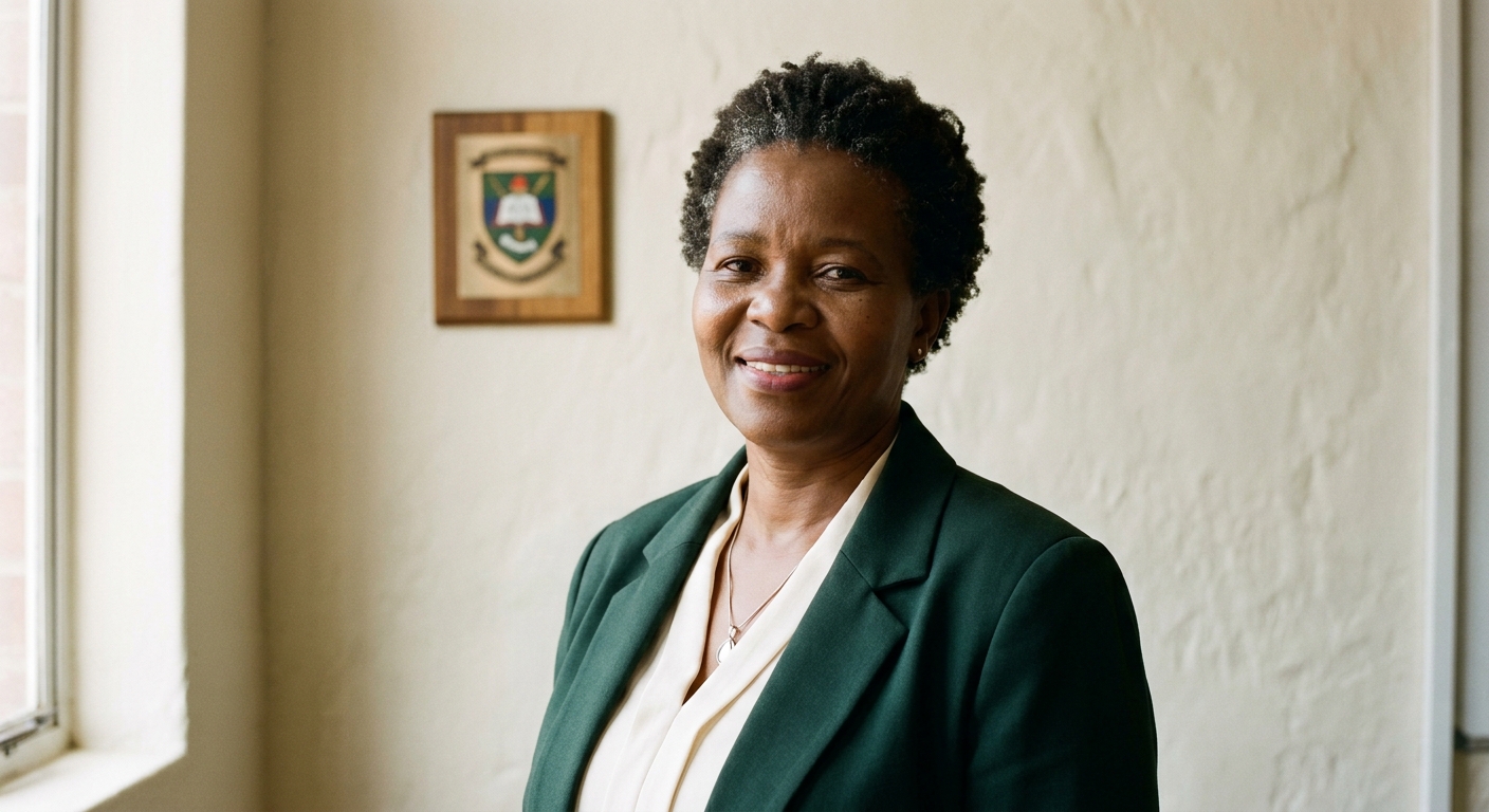Principal Kedibone Emily Makhubalo, a portrait under soft window light