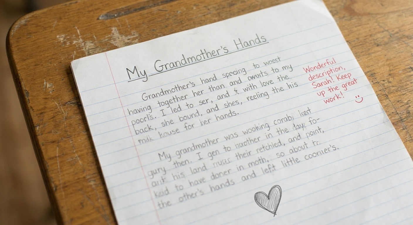 Handwritten English essay